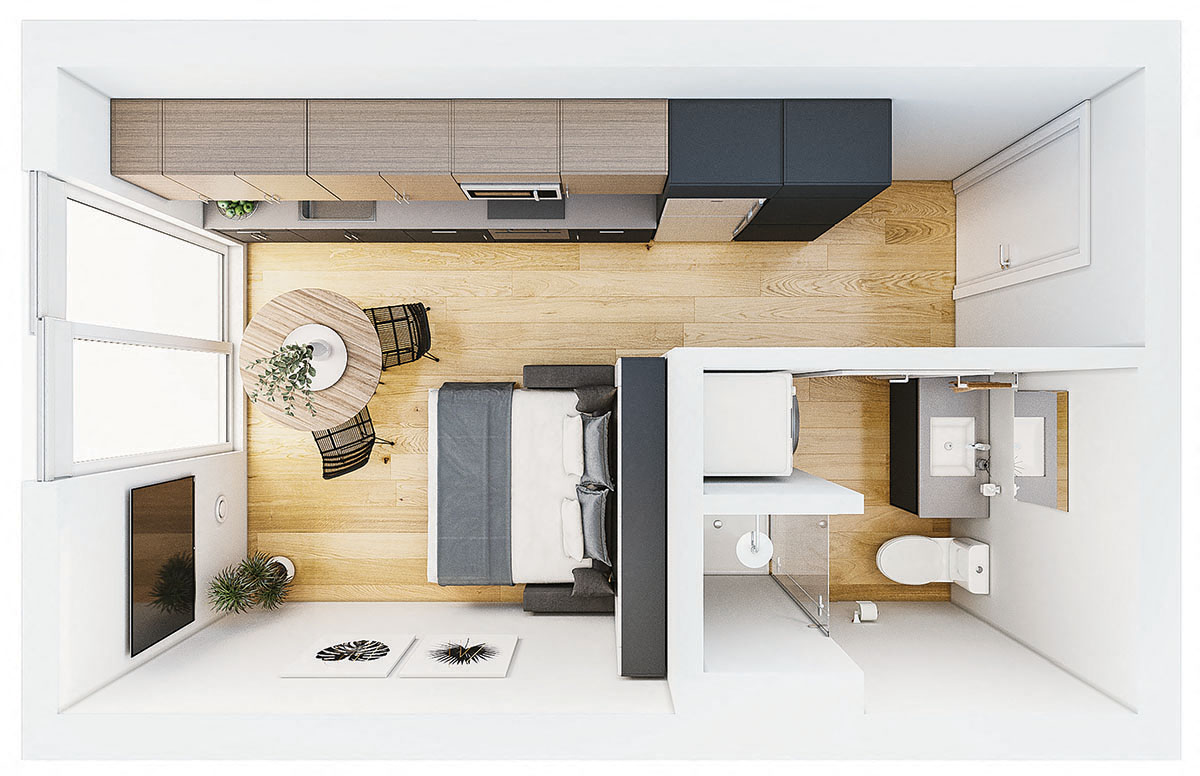 Floor plan for studio, 1 bath, 323 sqft
